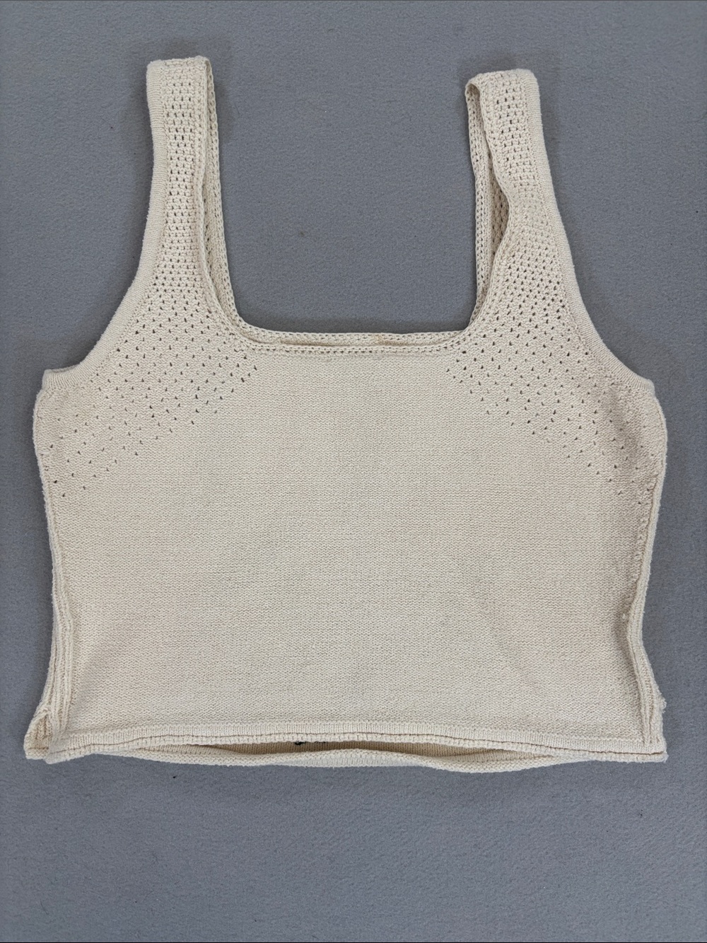 Pilcro Anthropologie Cream Floral Knit Tank Top cotton knit S - Picture 7 of 10
